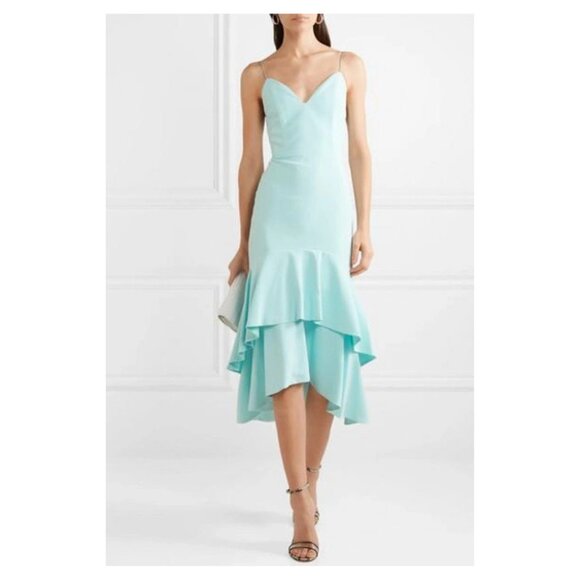 Alice + Olivia Amina Plunging Sweetheart Spaghetti-strap Midi Dress. Blue. Sz 2 - Picture 9 of 12